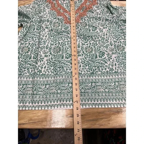 Catherine’s Size 1X Printed/Embroidery V Neck 3/4 Sleeve Tunic 100% Cotton - Picture 8 of 12
